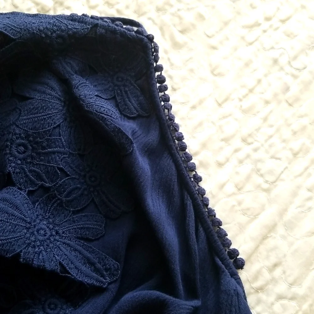 DONATED Coco + Jaimeson Navy Blue Floral Embroidered Romper DONATING 3/19 - Picture 6 of 10